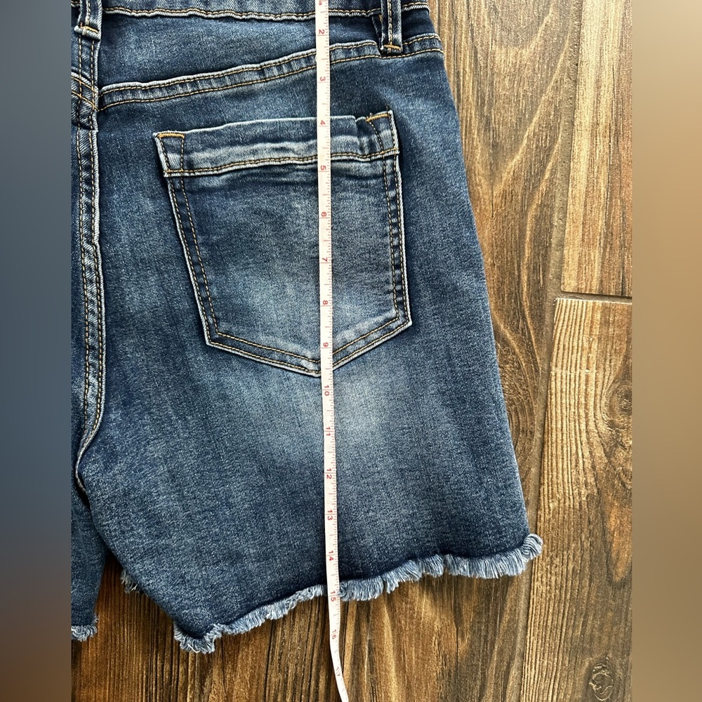 Royalty For Me Dark Blue Distressed Denim Blue Jean Shorts - Picture 8 of 16